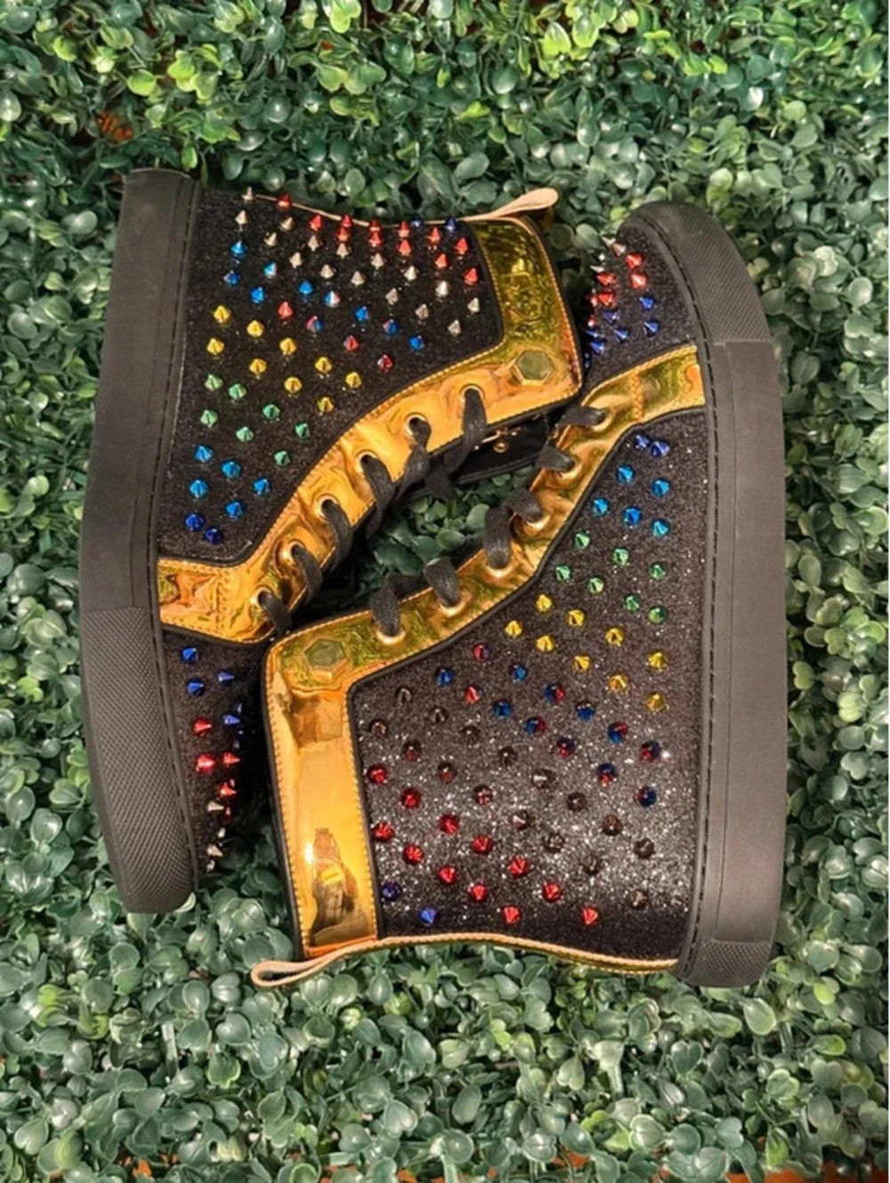 Jump J75 Regal High Top Spiked Sneaker Black Multi US Men size 11